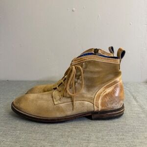 Mark Nason Boots Mens 10 Tan Leather Vintage Y2K Side Zip Dragon Made in Italy